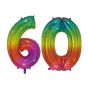 Folieballon 60 jaar Regenboog 76cm