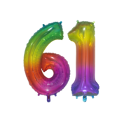 Folieballon 61 jaar Regenboog 76cm
