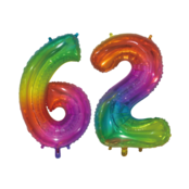 Folieballon 62 jaar Regenboog 76cm