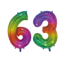 Folieballon 63 jaar Regenboog 76cm