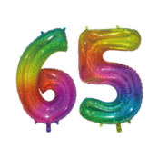 Folieballon 65 jaar Regenboog 76cm