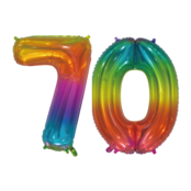 Folieballon 70 jaar Regenboog 76cm