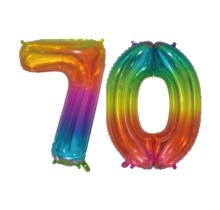 Folieballon 70 jaar Regenboog 76cm