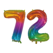 Folieballon 72 jaar Regenboog 76cm