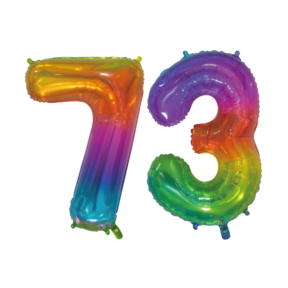 Folieballon 73 jaar Regenboog 76cm