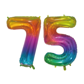 Folieballon 75 jaar Regenboog 76cm
