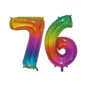 Folieballon 76 jaar Regenboog 76cm