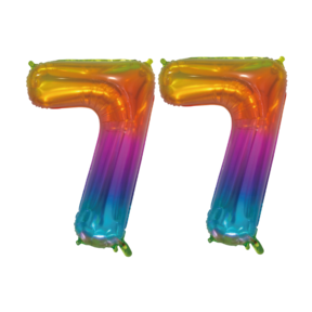 Folieballon 77 jaar Regenboog 76cm