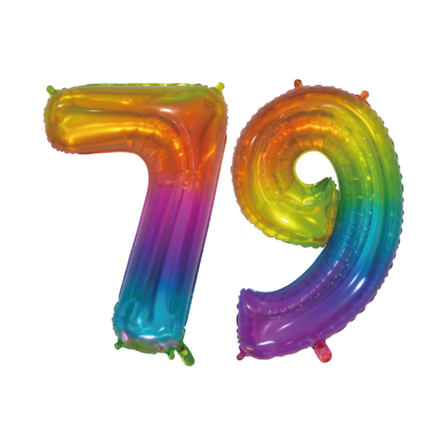 Folieballon 79 jaar Regenboog 76cm