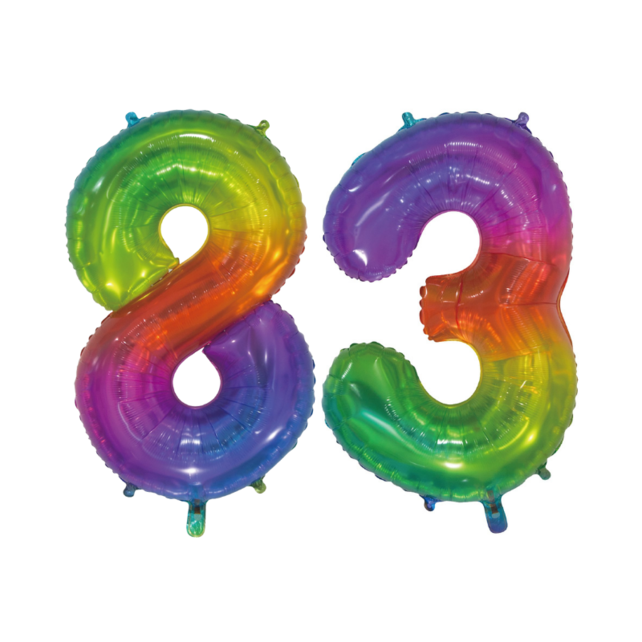 Folieballon 83 jaar Regenboog 76cm
