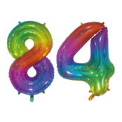 Folieballon 84 jaar Regenboog 76cm