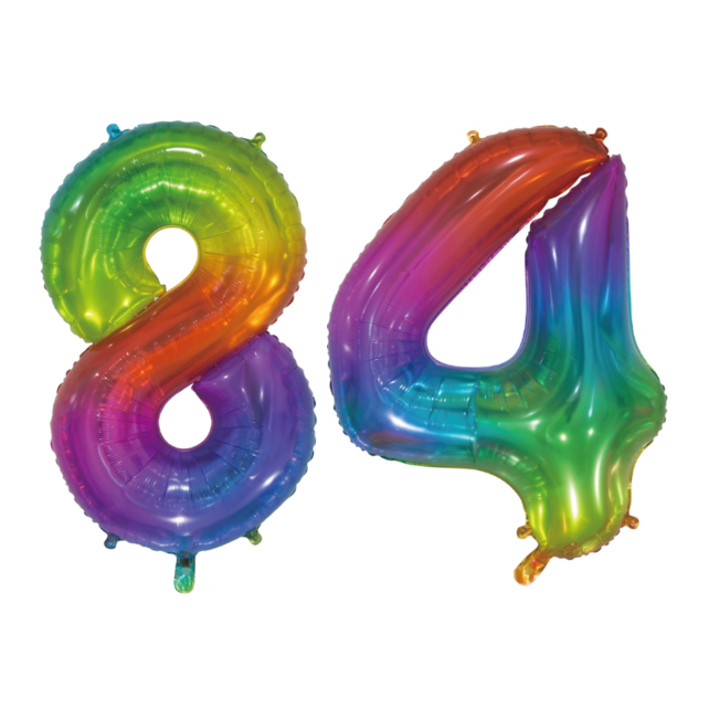 Folieballon 84 jaar Regenboog 76cm