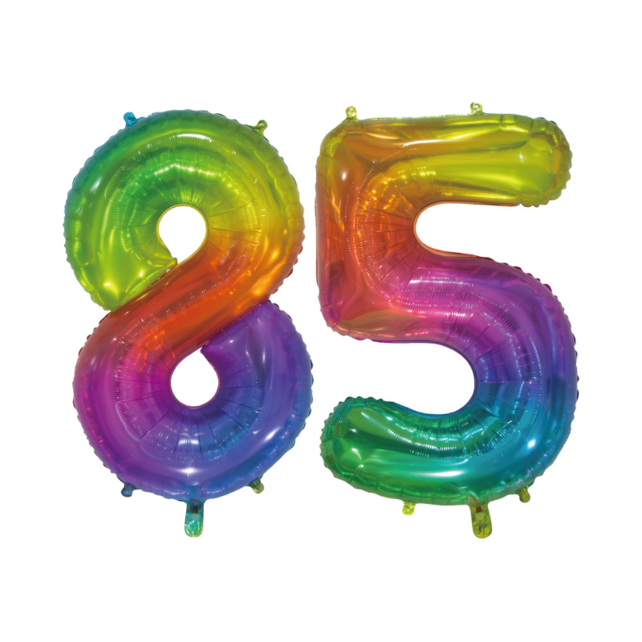 Folieballon 85 jaar Regenboog 76cm