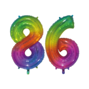 Folieballon 86 jaar Regenboog 76cm