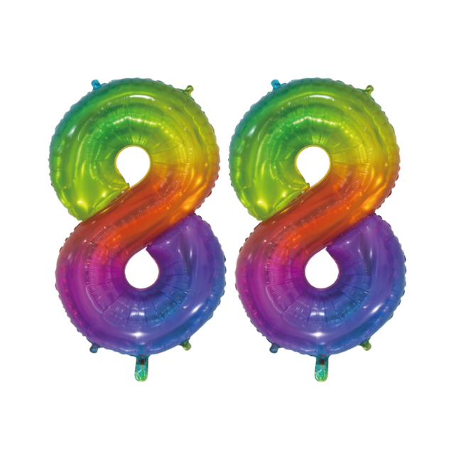 Folieballon 88 jaar Regenboog 76cm