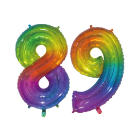 Folieballon 89 jaar Regenboog 76cm