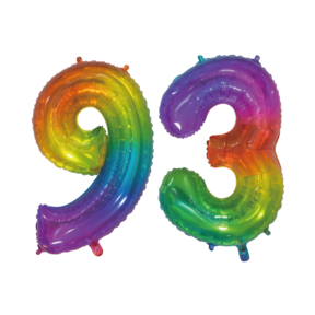 Folieballon 93 jaar Regenboog 76cm