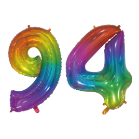 Folieballon 94 jaar Regenboog 76cm