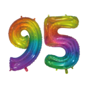 Folieballon 95 jaar Regenboog 76cm