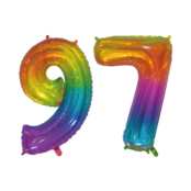 Folieballon 97 jaar Regenboog 76cm