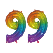 Folieballon 99 jaar Regenboog 76cm