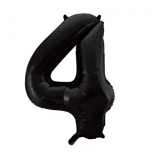 Folieballon 4 jaar zwart 86cm