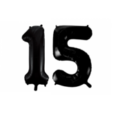 Folieballon 15 jaar zwart 86cm
