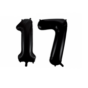 Folieballon 17 jaar zwart 86cm