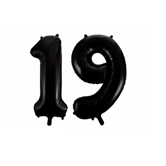 Folieballon 19 jaar zwart 86cm