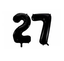 Folieballon 27 jaar zwart 86cm