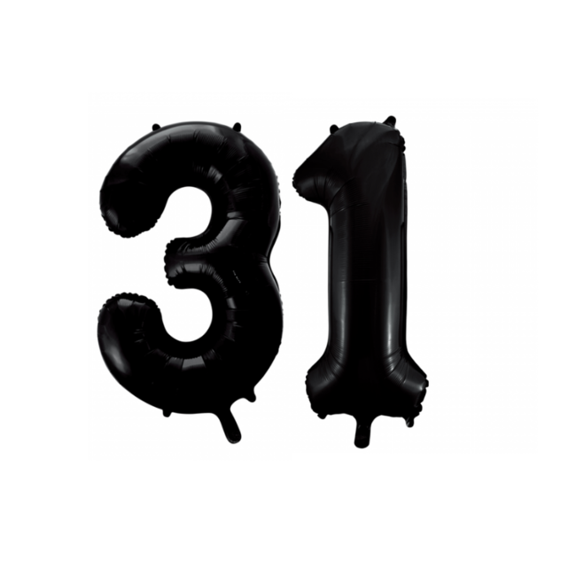 Folieballon 31 jaar zwart 86cm