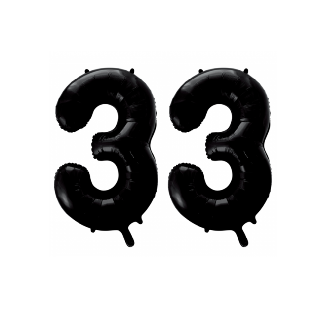 Folieballon 33 jaar zwart 86cm