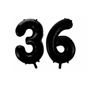 Folieballon 36 jaar zwart 86cm
