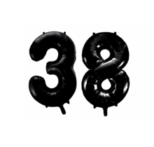 Folieballon 38 jaar zwart 86cm