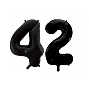 Folieballon 42 jaar zwart 86cm