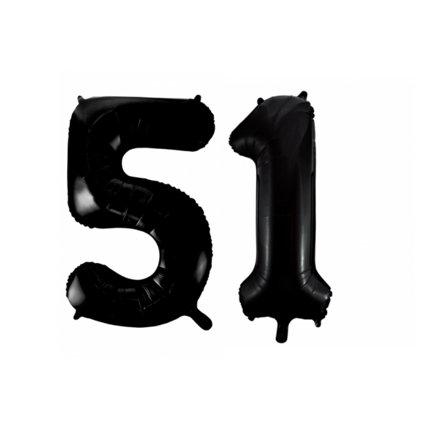 Folieballon 51 jaar zwart 86cm