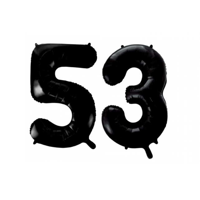 Folieballon 53 jaar zwart 86cm Folieballon 53 jaar zwart 86cm