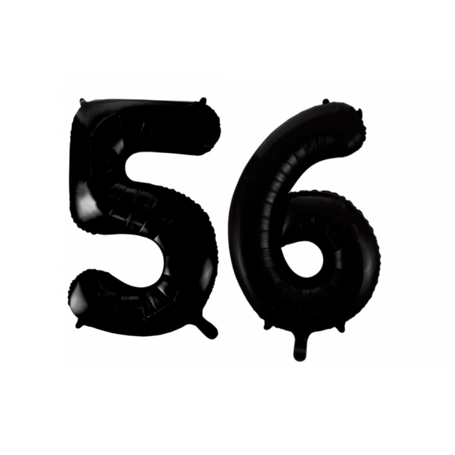 Folieballon 56 jaar zwart 86cm