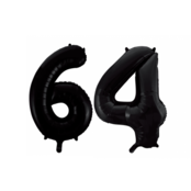 Folieballon 64 jaar zwart 86cm