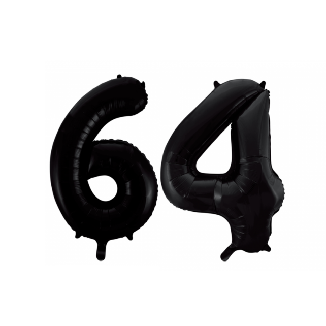 Folieballon 64 jaar zwart 86cm
