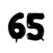 Folieballon 65 jaar zwart 86cm