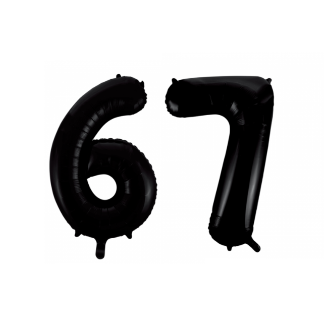 Folieballon 67 jaar zwart 86cm