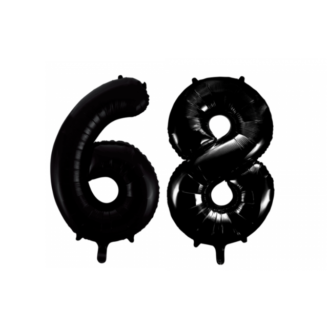Folieballon 68 jaar zwart 86cm