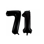 Folieballon 71 jaar zwart 86cm