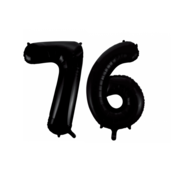 Folieballon 76 jaar zwart 86cm