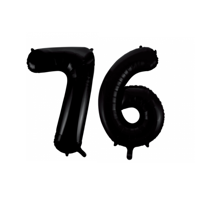 Folieballon 76 jaar zwart 86cm