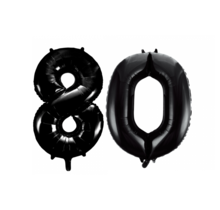 Folieballon 80 jaar zwart 86cm