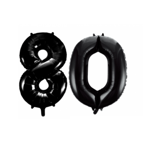 Folieballon 80 jaar zwart 86cm