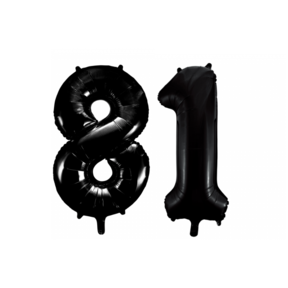 Folieballon 81 jaar zwart 86cm