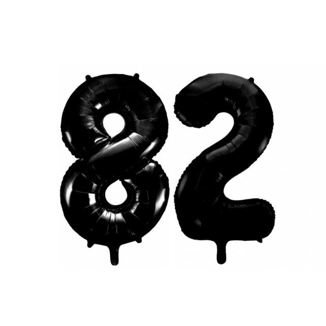 Folieballon 82 jaar zwart 86cm